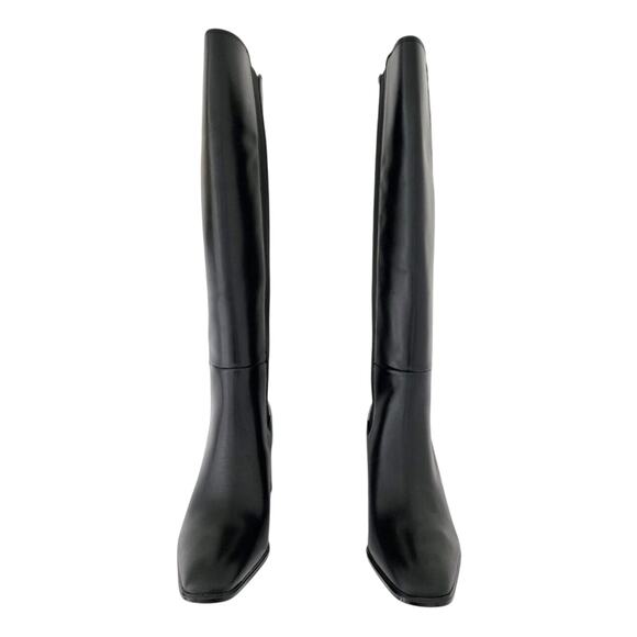 Nordstrom Tyra Black Tall Knee High Boot Sz 8.5 Leather Pull-On Elastic Gore NIB - Picture 11 of 14